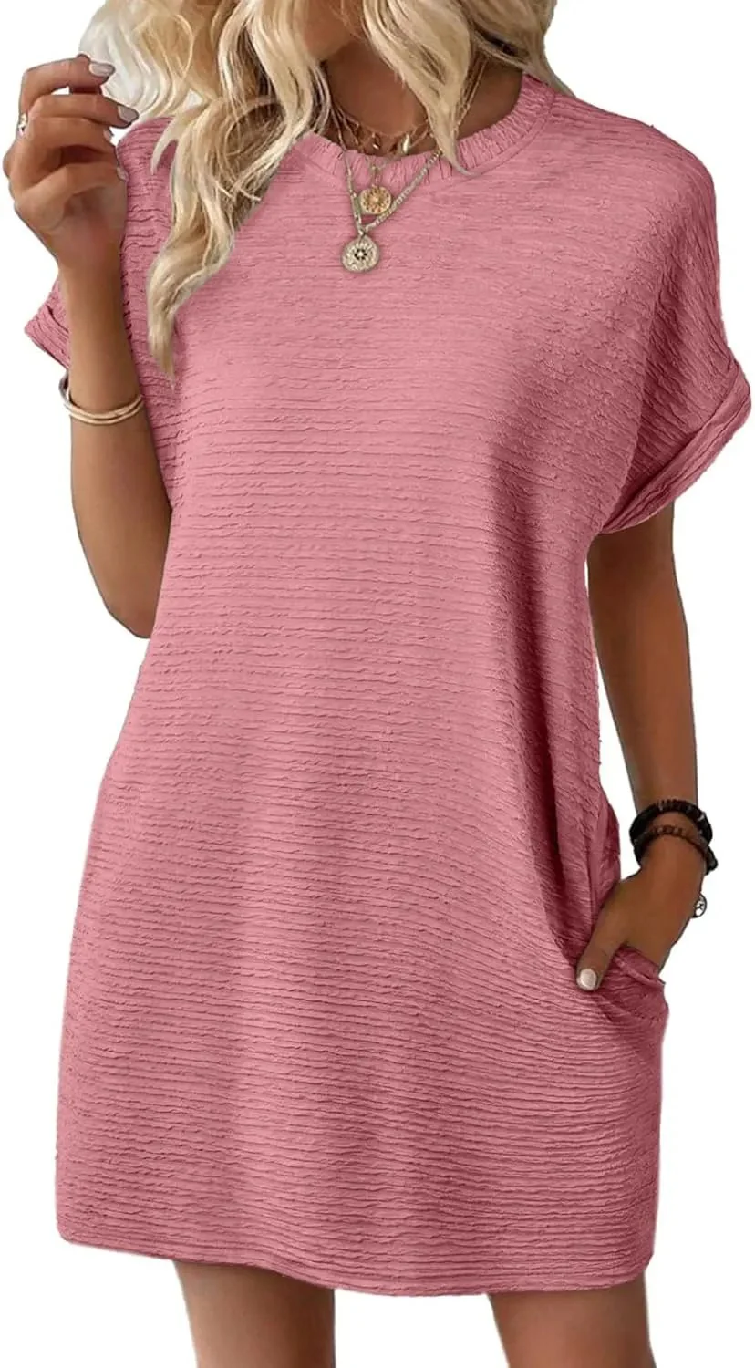 Women's Lightweight Summer Short Sleeve Dress with Pockets - Image 5