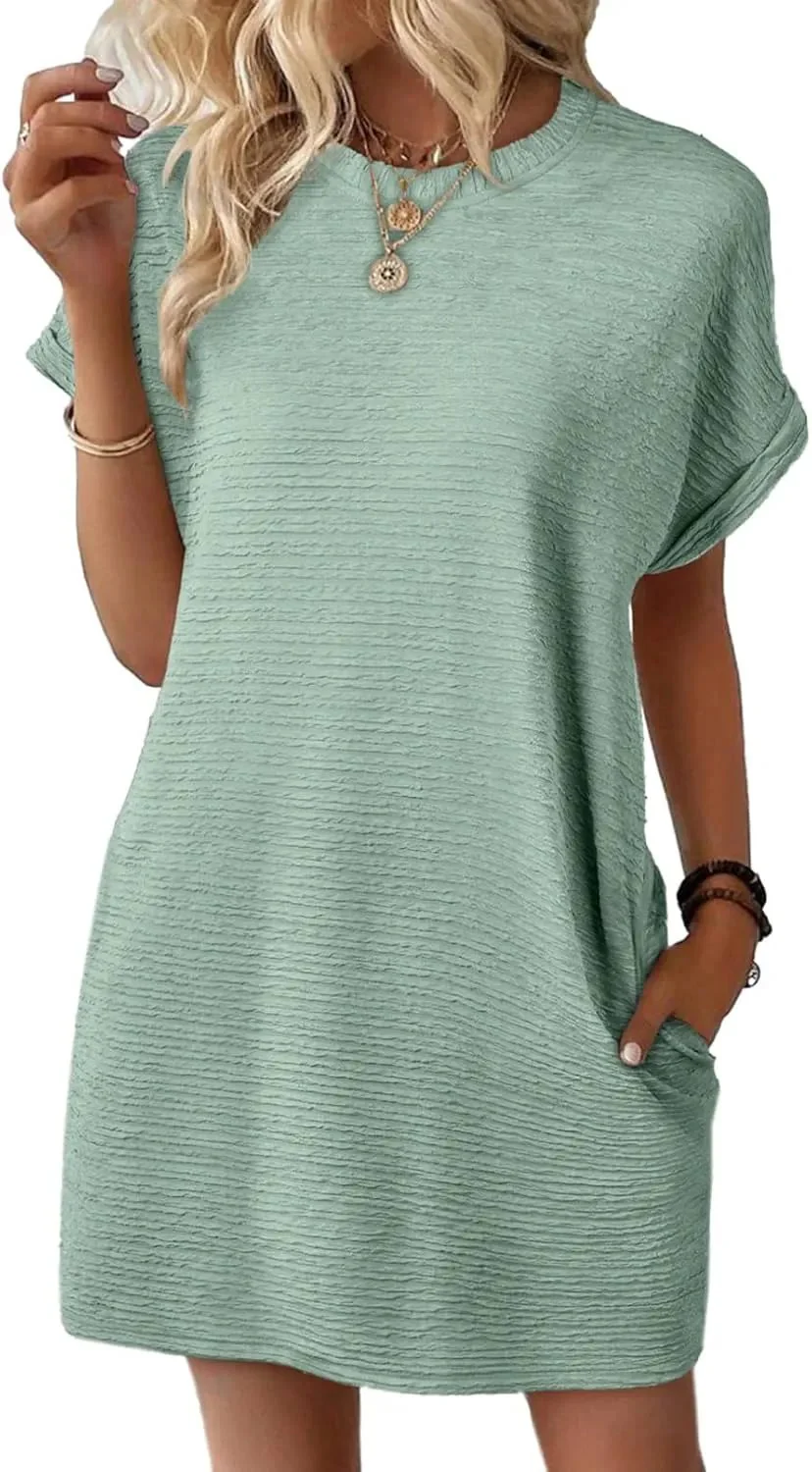 Women's Lightweight Summer Short Sleeve Dress with Pockets - Image 7