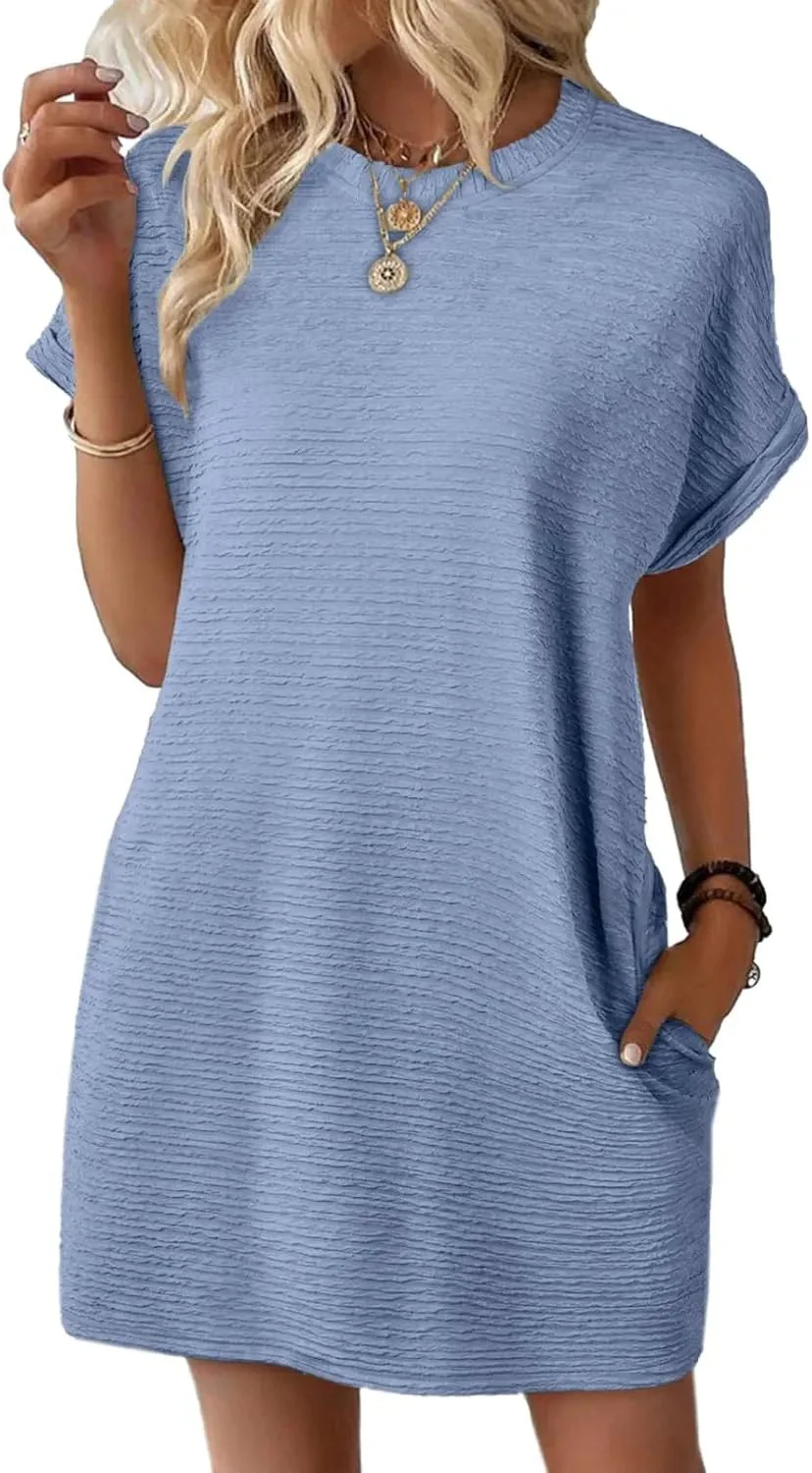 Women's Lightweight Summer Short Sleeve Dress with Pockets - Image 8