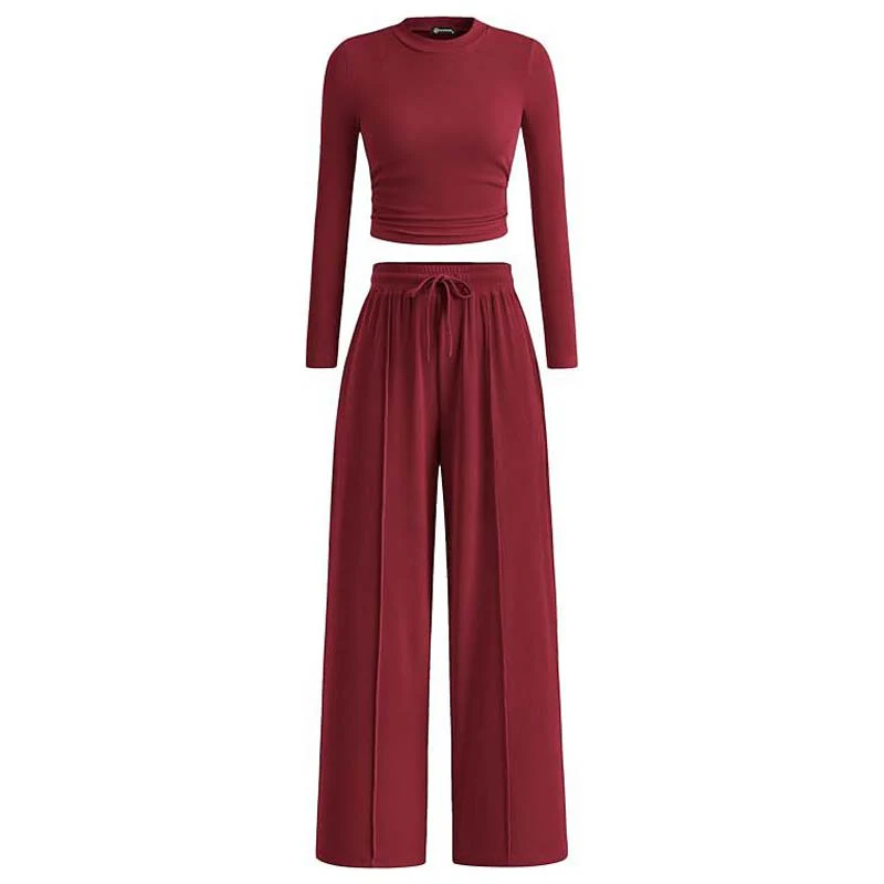 Crop Top Straight Leg Pants 2-Piece Lounge Set - Image 12