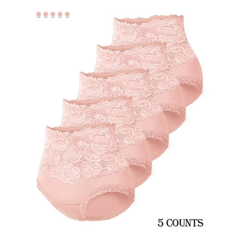 Comfy Everyday High-Waist Panties with Lace Trim, 5-Pack - Image 17