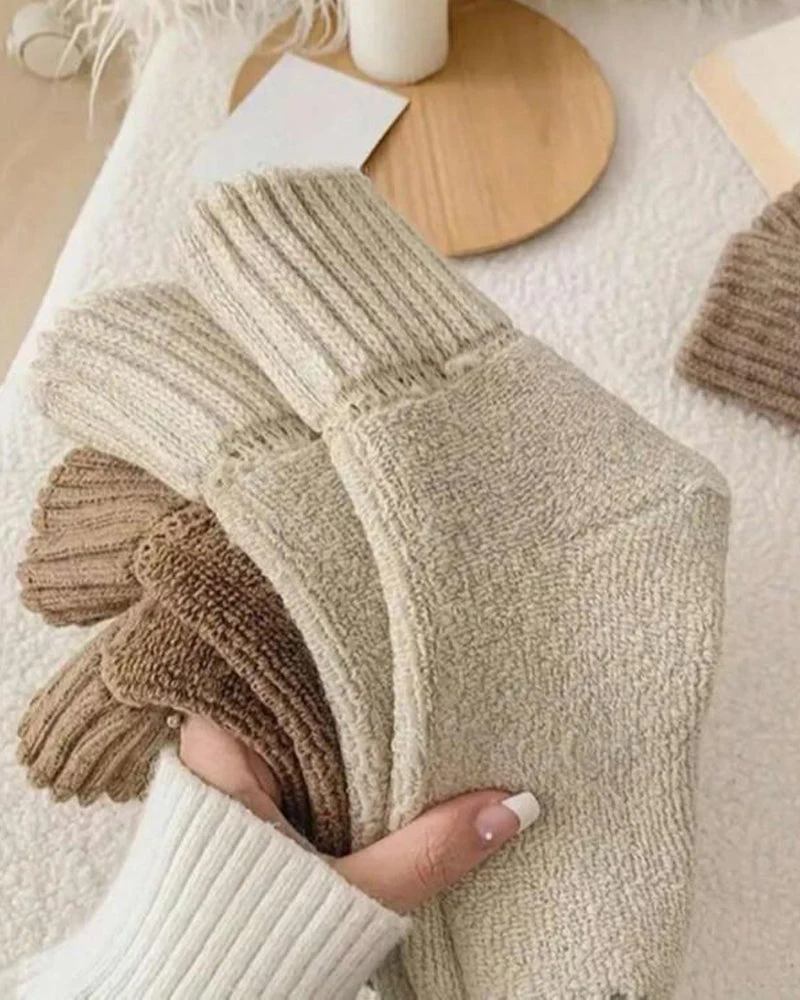 Cozy Ribbed Fleece Lined Crew Socks - Image 6