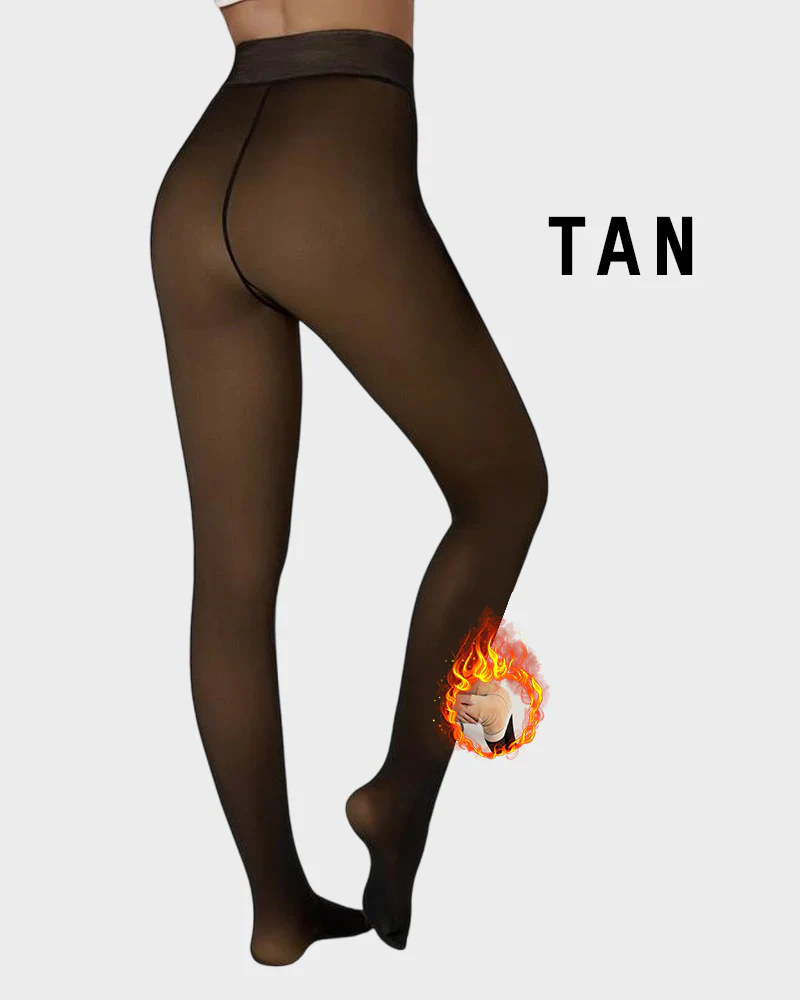 Semi-Transparent Single Seam Fleece Lined Tights - Image 10