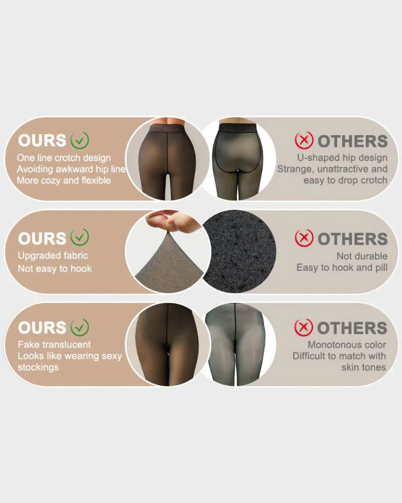 Semi-Transparent Single Seam Fleece Lined Tights - Image 9