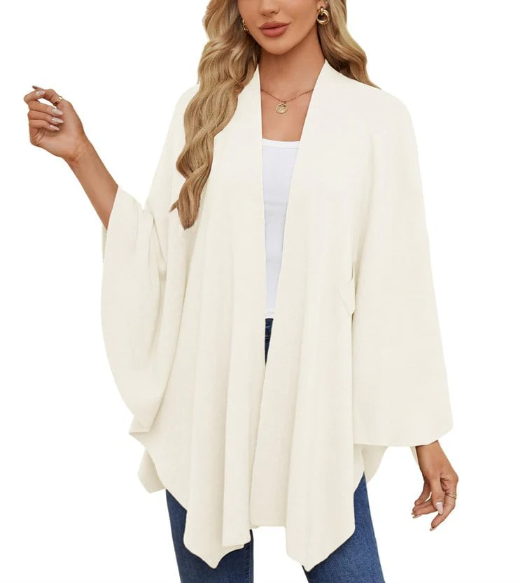Elegant Shawl Wraps Soft Open Front Poncho Sweater - Image 5
