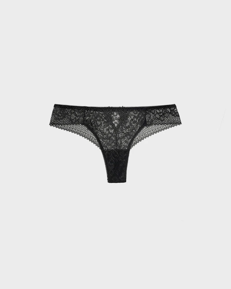 Floral Lace Cut-Out Thong Panties - Image 14