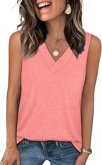 Women's Sleeveless V-Neck Slimming Loose Fit Casual Tank Top T-Shirt - Image 10