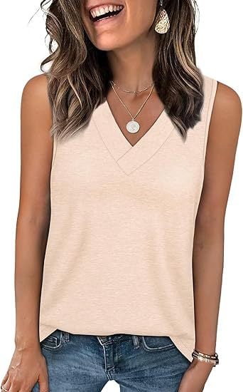 Women's Sleeveless V-Neck Slimming Loose Fit Casual Tank Top T-Shirt - Image 8
