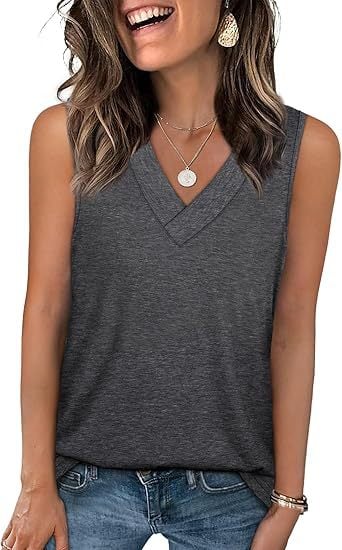Women's Sleeveless V-Neck Slimming Loose Fit Casual Tank Top T-Shirt - Image 9
