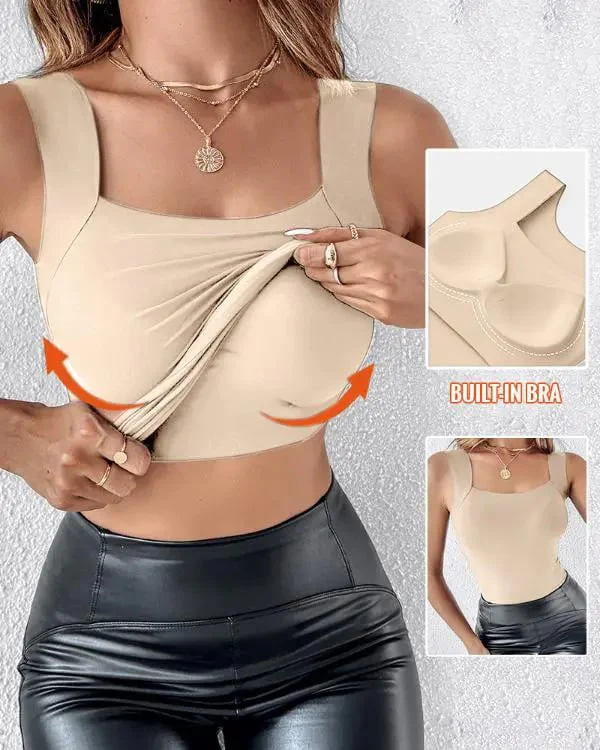 U Neck Shapewear Built-in Bra Tank - Image 11