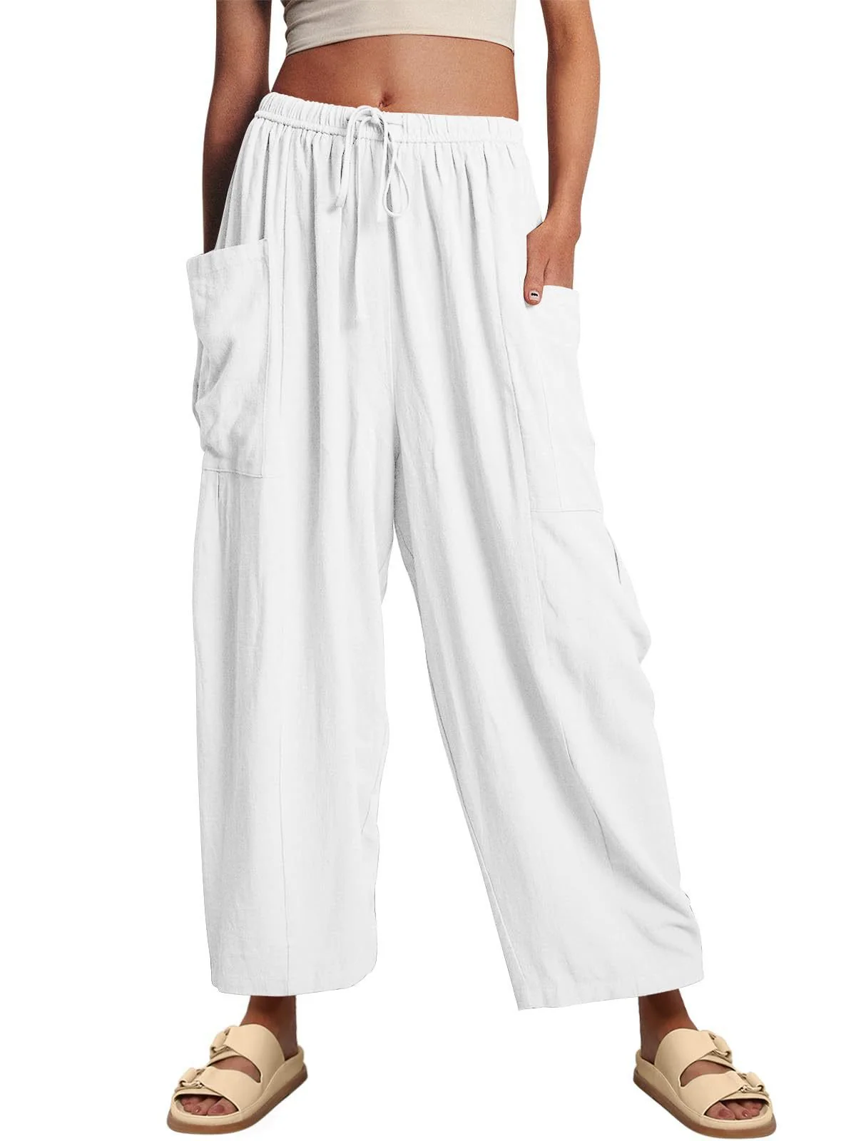 Women's Linen Casual Wide Leg Pants - Image 10