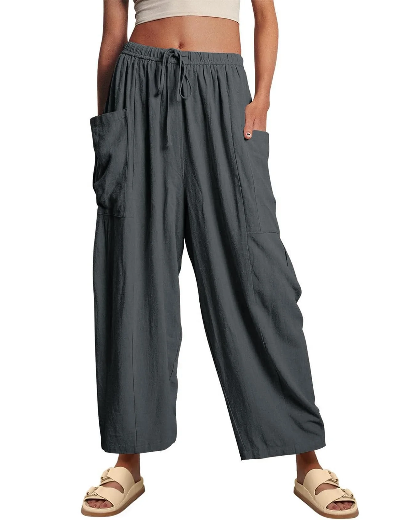 Women's Linen Casual Wide Leg Pants - Image 11