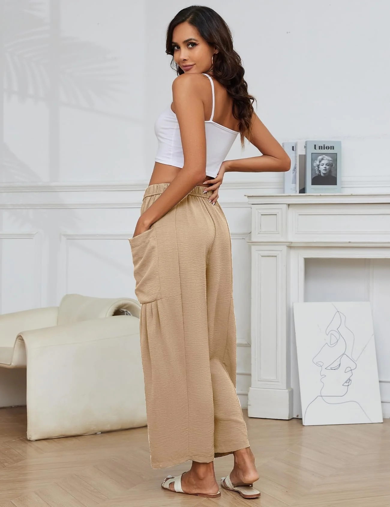 Women's Linen Casual Wide Leg Pants - Image 3