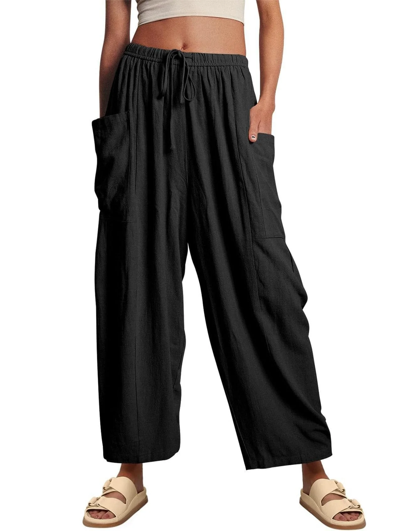 Women's Linen Casual Wide Leg Pants - Image 9