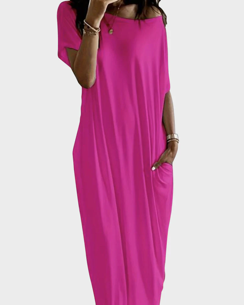 Off-Shoulder Batwing Sleeve Maxi Lounge Dress - Image 10