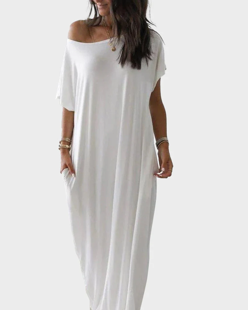 Off-Shoulder Batwing Sleeve Maxi Lounge Dress - Image 3