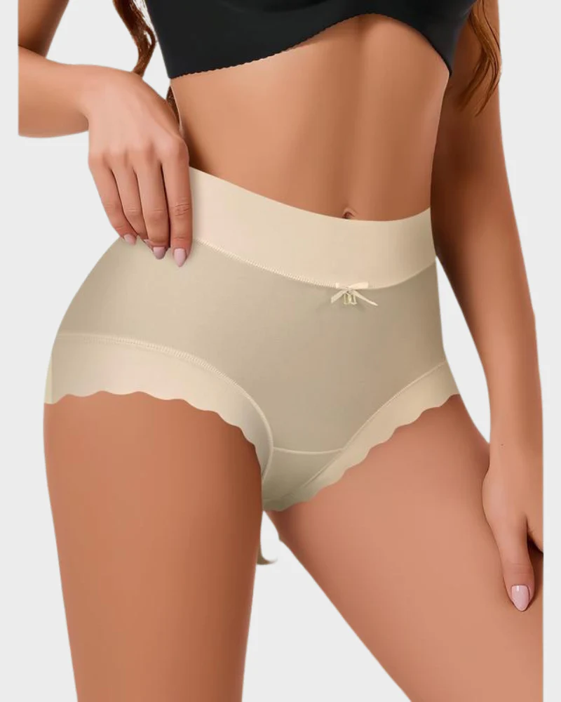 Silky High-Waist Seamless Briefs With Scalloped Edges (6 pack) - Image 2