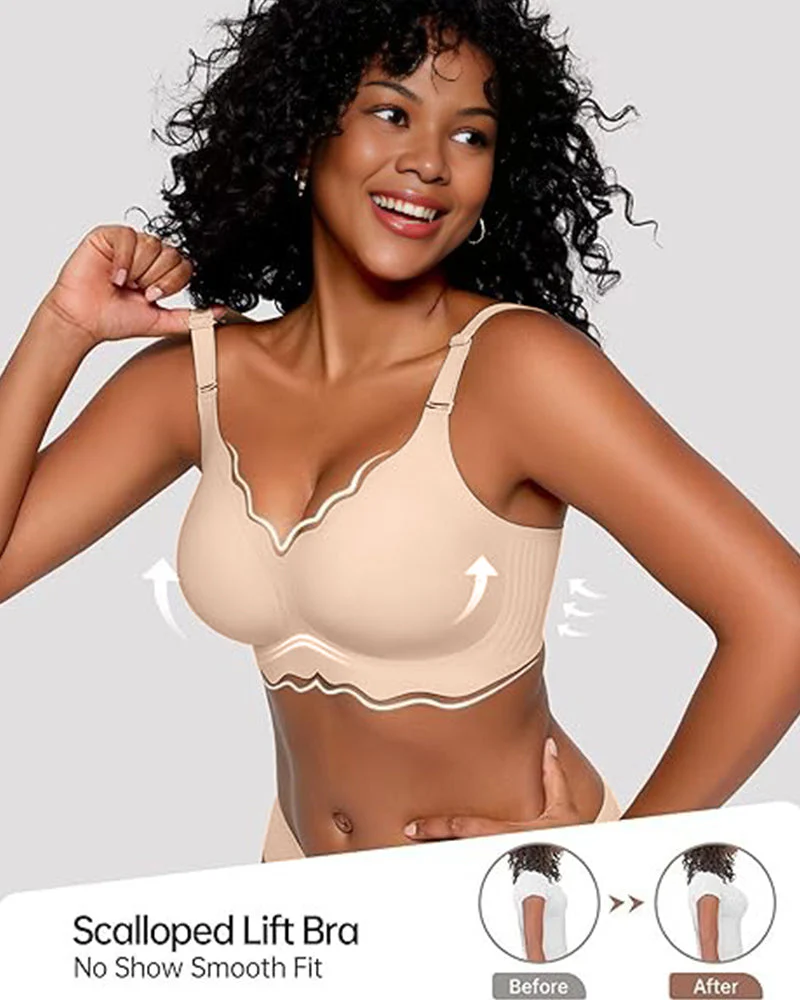 Soft Full Coverage Scalloped Wireless Jelly Bra - Image 8