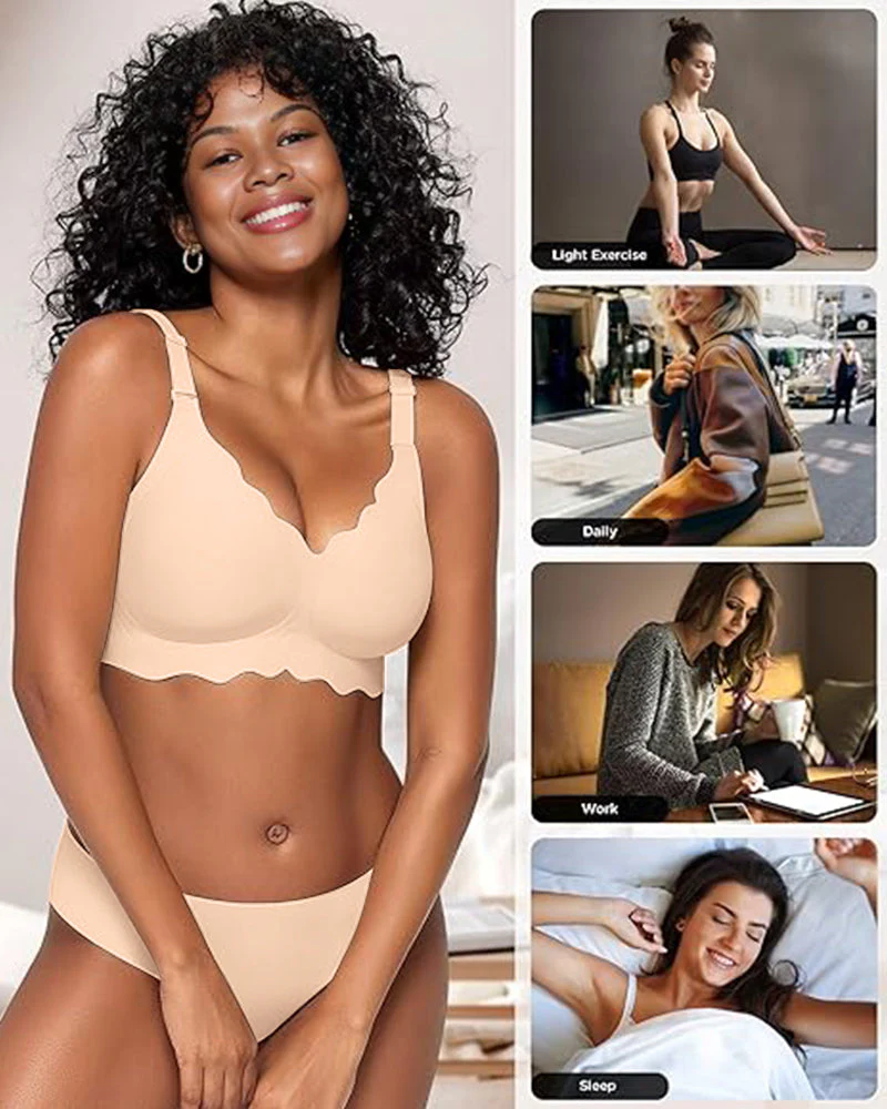 Soft Full Coverage Scalloped Wireless Jelly Bra - Image 9