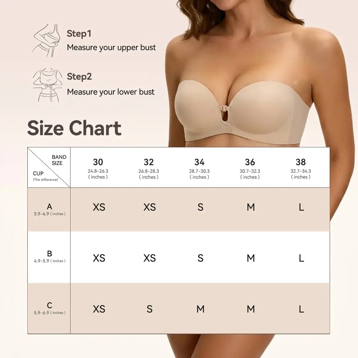Strapless Front Closure Bra Wireless Push Up Padded Non Slip Tube Jelly Bra - Image 9