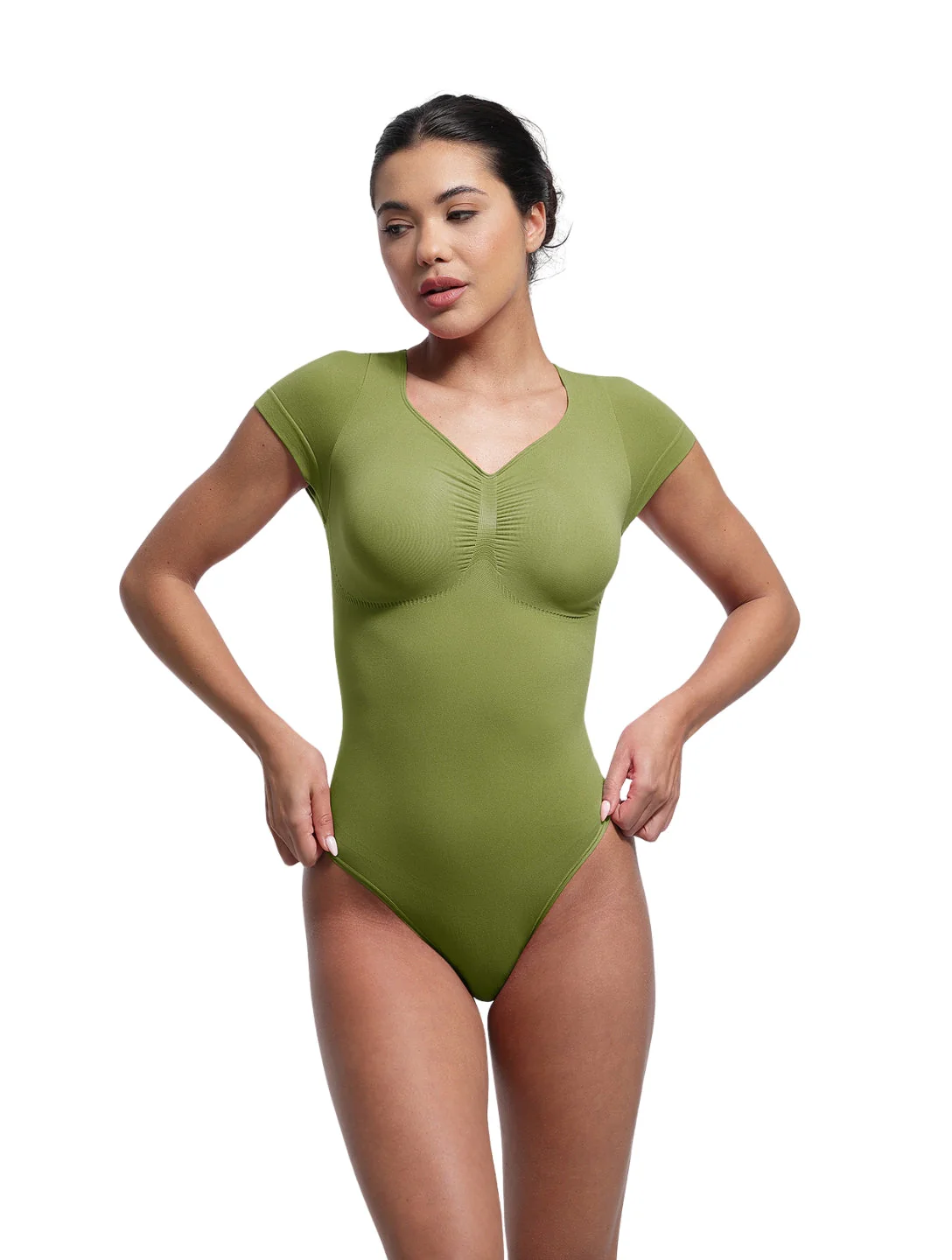 V-Neck Sculpting Tee Bodysuit - Image 4