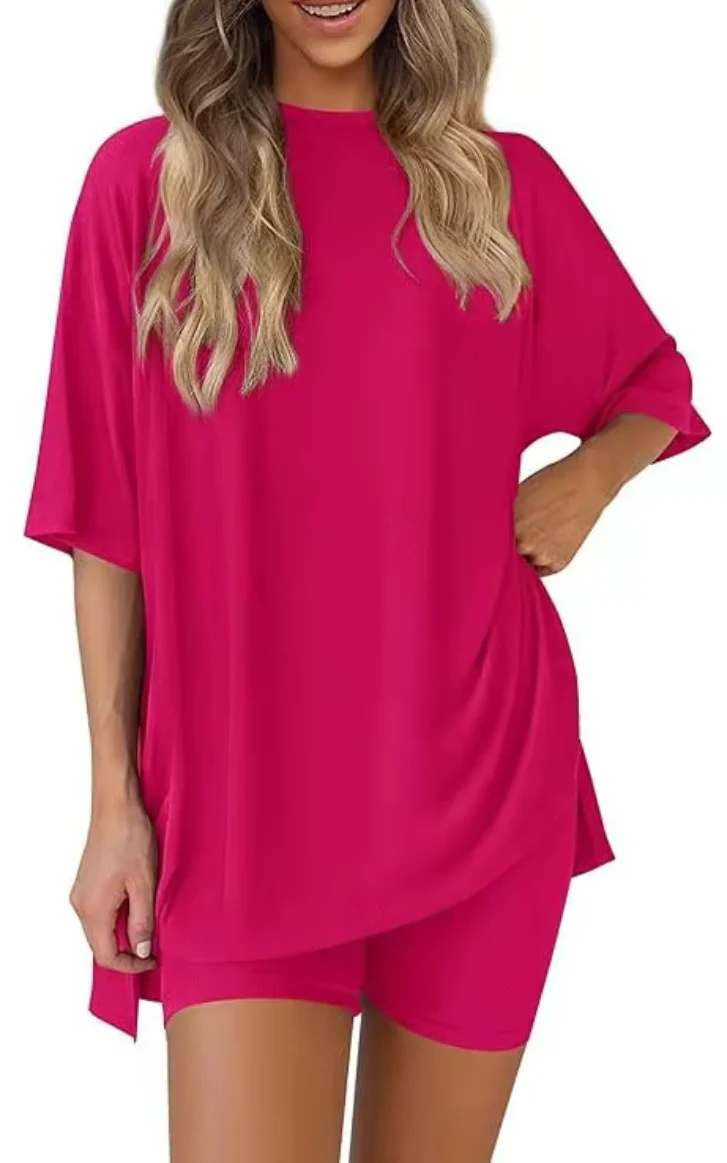 Casual Oversized 2-Piece Lounge Set with Crewneck & Split Hem - Image 13