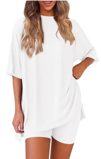 Casual Oversized 2-Piece Lounge Set with Crewneck & Split Hem - Image 5
