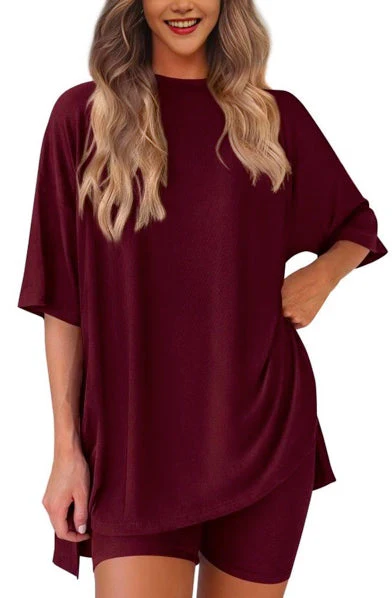 Casual Oversized 2-Piece Lounge Set with Crewneck & Split Hem - Image 6