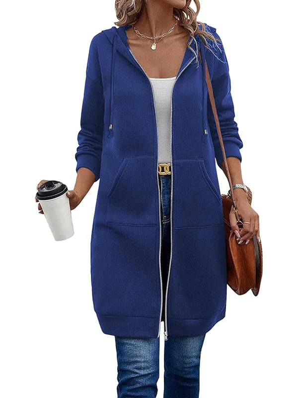 Women Casual Zip up Fleece Hoodies - Image 11