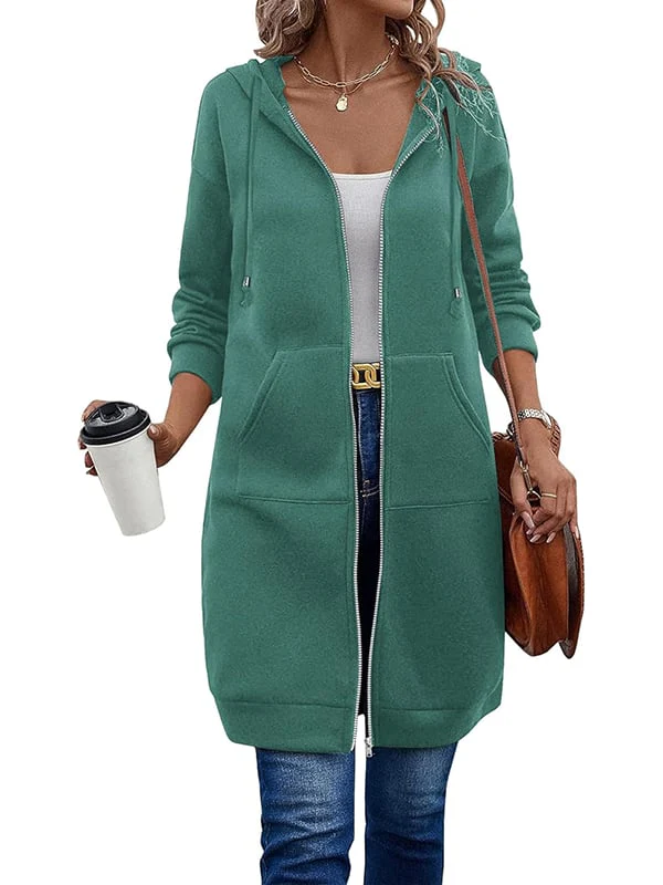 Women Casual Zip up Fleece Hoodies - Image 8