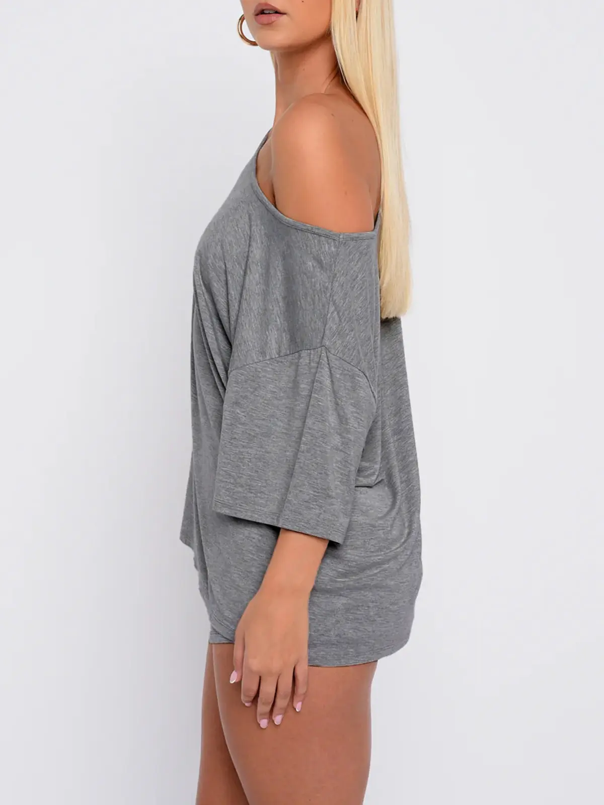 Off Shoulder Top and Fitted Shorts Lounge Set - Image 7