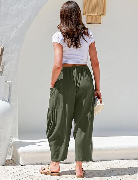 Women's Polyester Wide Leg Pants with Pockets - Image 16