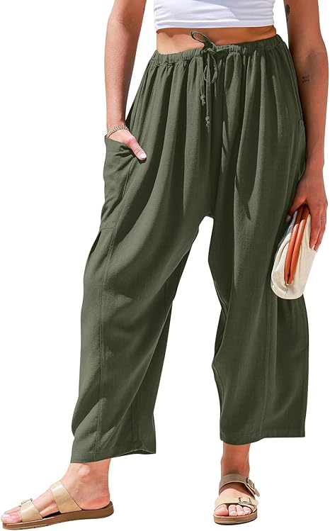 Women's Polyester Wide Leg Pants with Pockets - Image 17