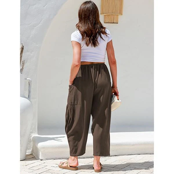 Women's Polyester Wide Leg Pants with Pockets - Image 6