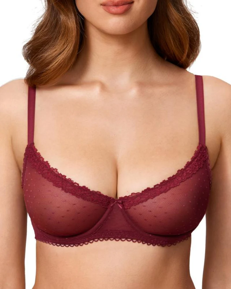 See-Through Lace Balconette Bra - Image 11