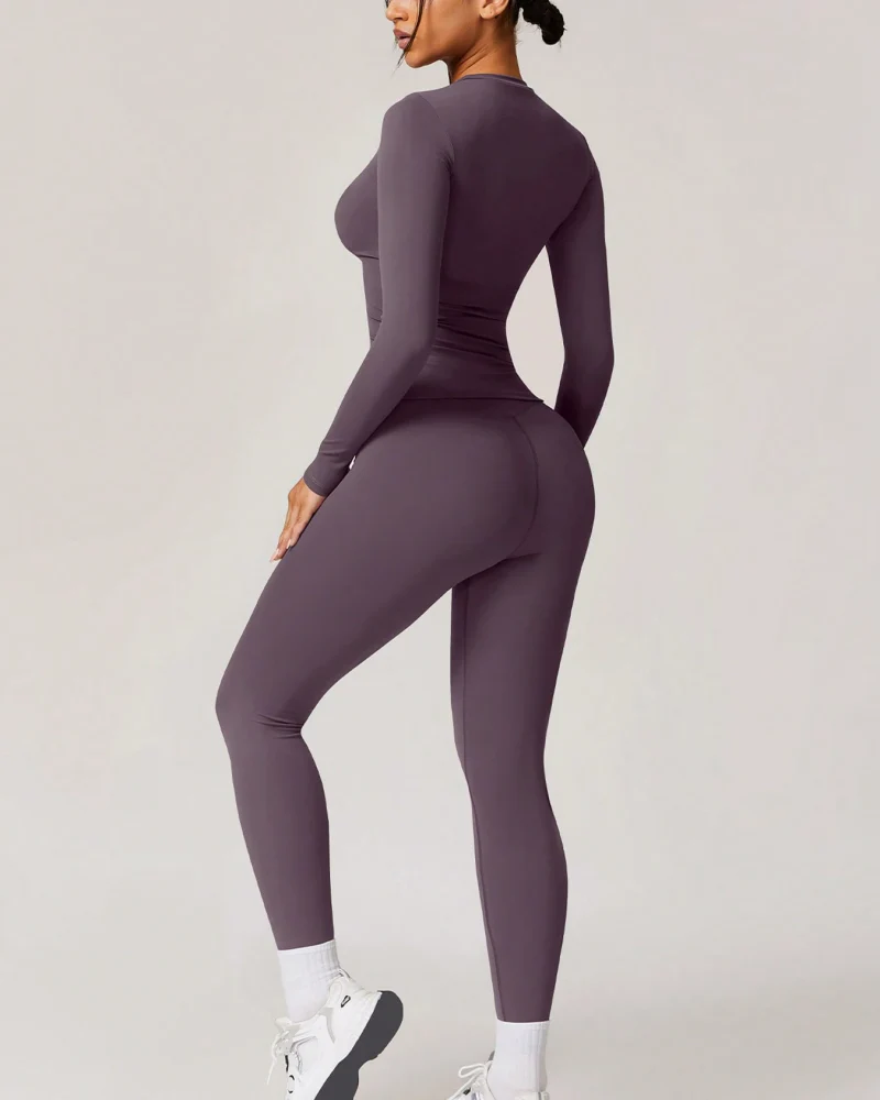 Women's Patchwork Two Piece Yoga Set High Stretch Activewear - Image 11