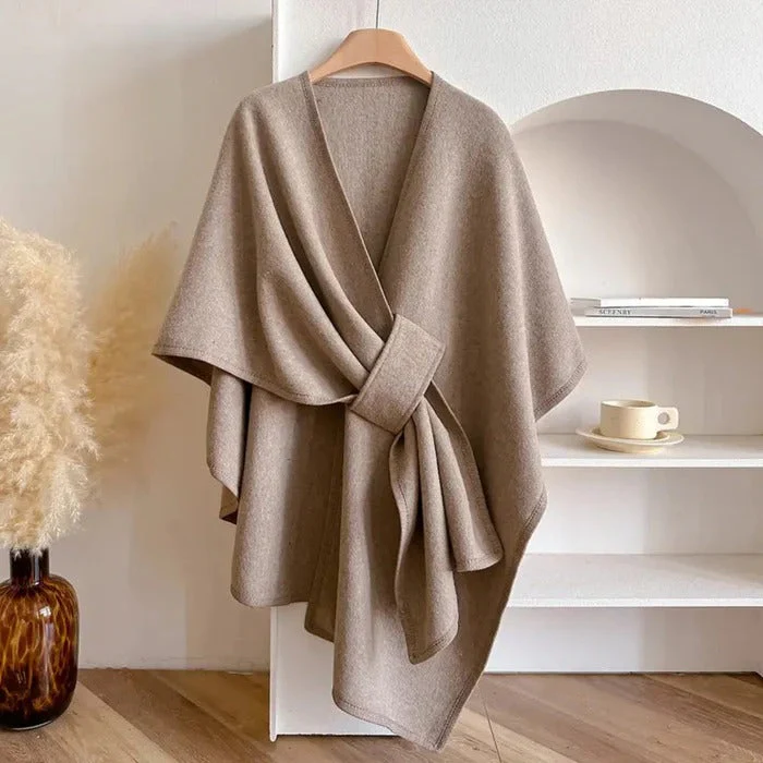 Women's Solid Color Cape Shawl Casual Elegant Wrap Shawl - Image 6