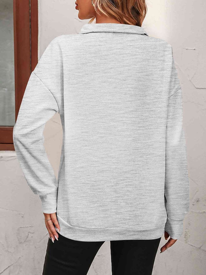 Womens Zip-Up Dropped Shoulder Sweatshirt - Image 8